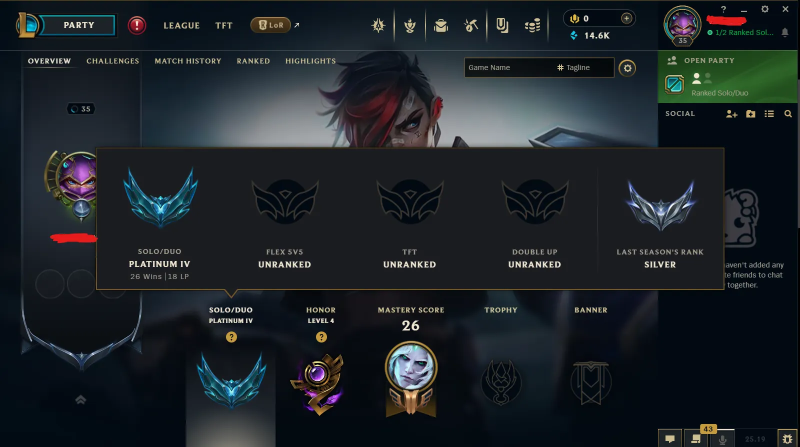 ⚡【 EUW 】 ∙ Platinum IV Smurf 🔥 81% WR ⭐ Emerald MMR🔷2 Skins🔷14K BE🔷Full Ownership🚚 Instant Delivery